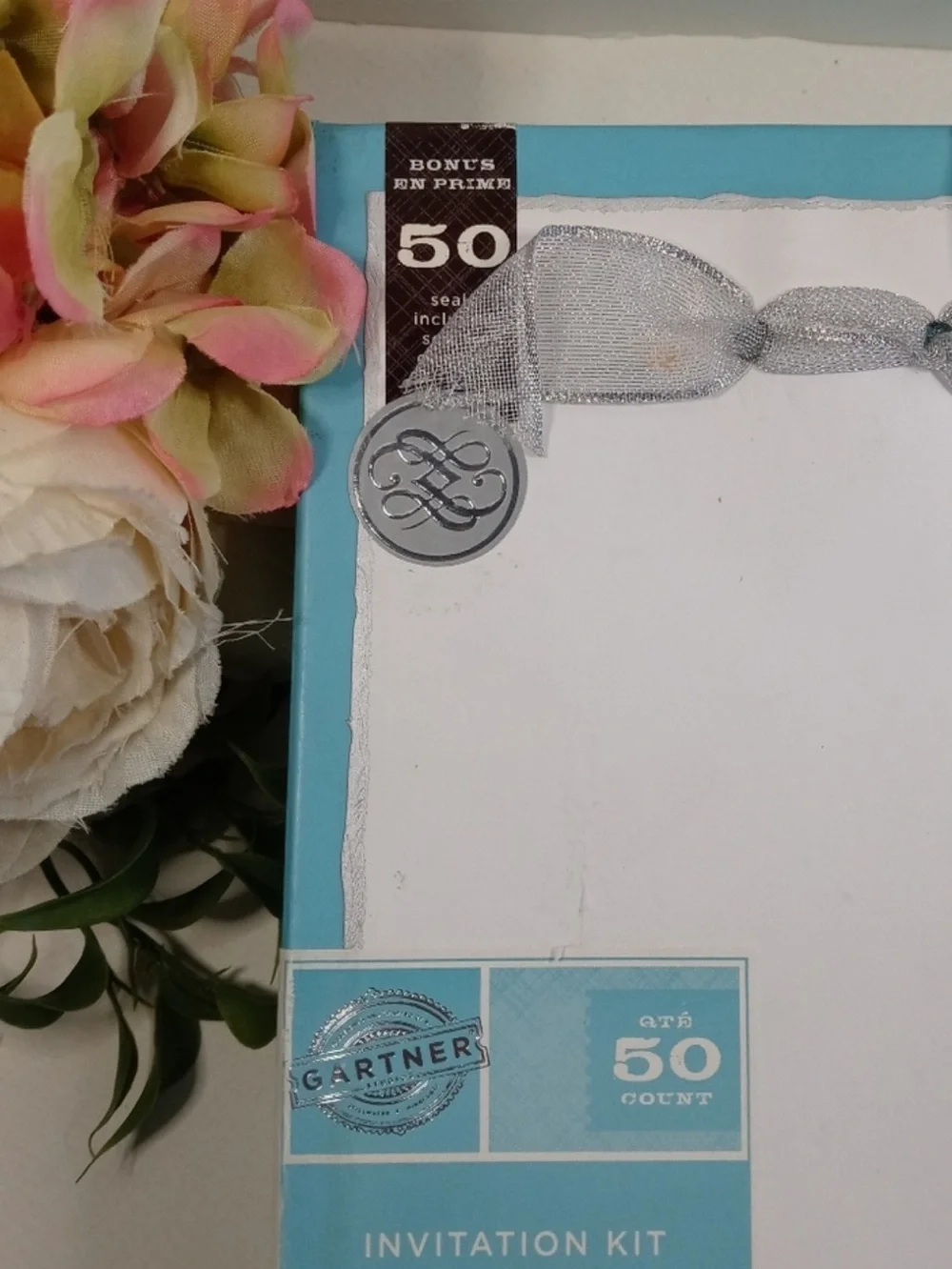 Gardner Studios White Silvery Edges Party Wedding Invitations  (50 Count) New